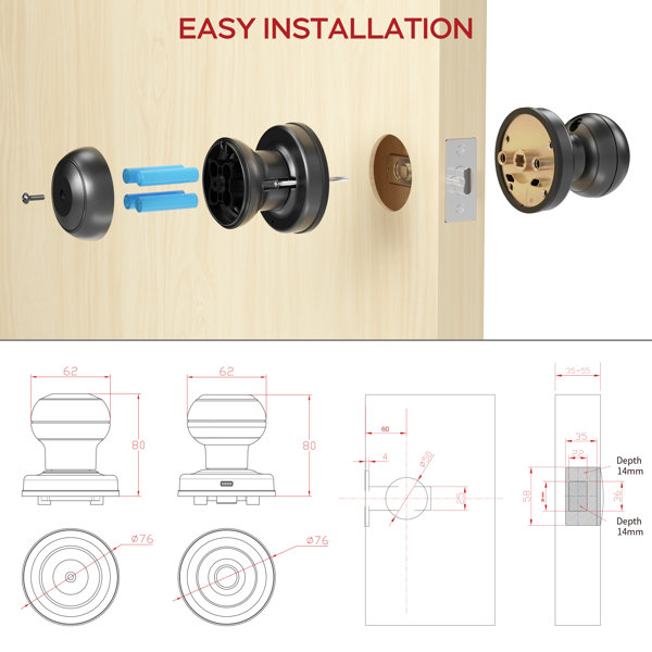 Yzzy Keyless Door Knob Lock And Reviews Wayfair 7258